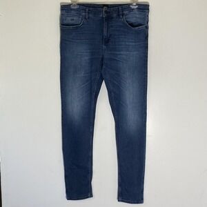 Boss Delano Slim Tapered Fit Jeans Mens 34x32 Blue Medium Wash Stretch Denim